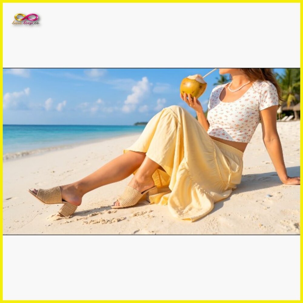 Raffia Woven Block Heel Sandals Slip On Wedge Casual Beach Summer - Picture 7 of 7